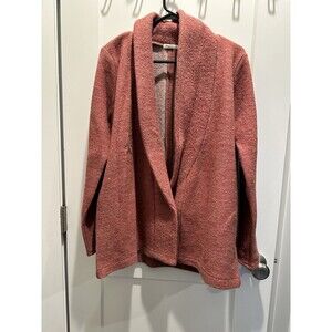 Woolovers Size M Wool Sweater Cardigan Red Open Single Button Closure Women